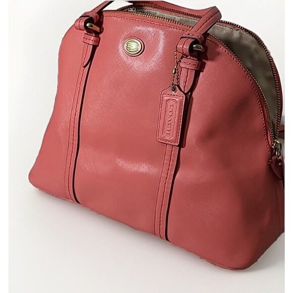 EUC COACH Coral Saffiano Peyton Cora Domed Crossbody Satchel Purse Bag Shoulder - Picture 8 of 9